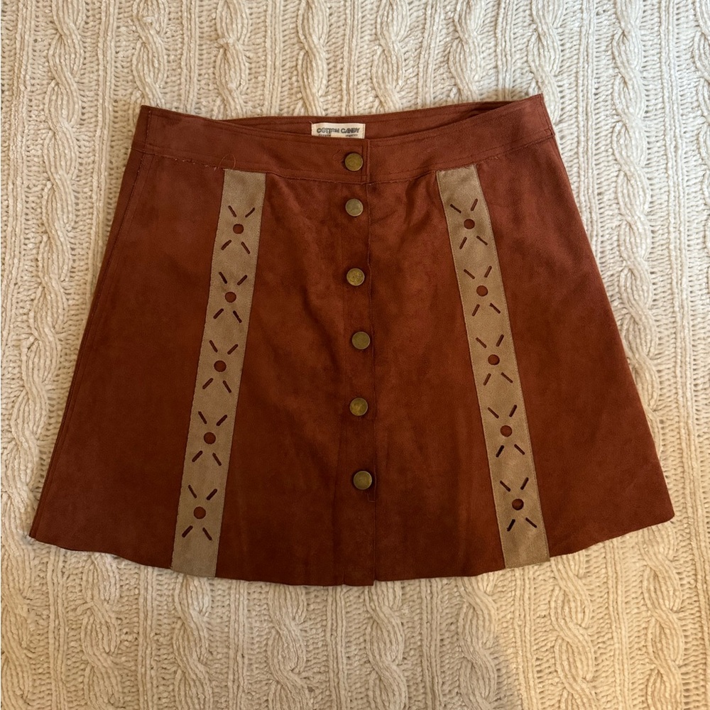 Rust and Tan Suede Skirt - Medium
